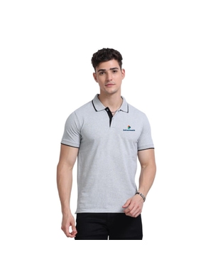 Greys&Blues EcoBlend Polo Tshirt- Grey Melange with Black Tipping